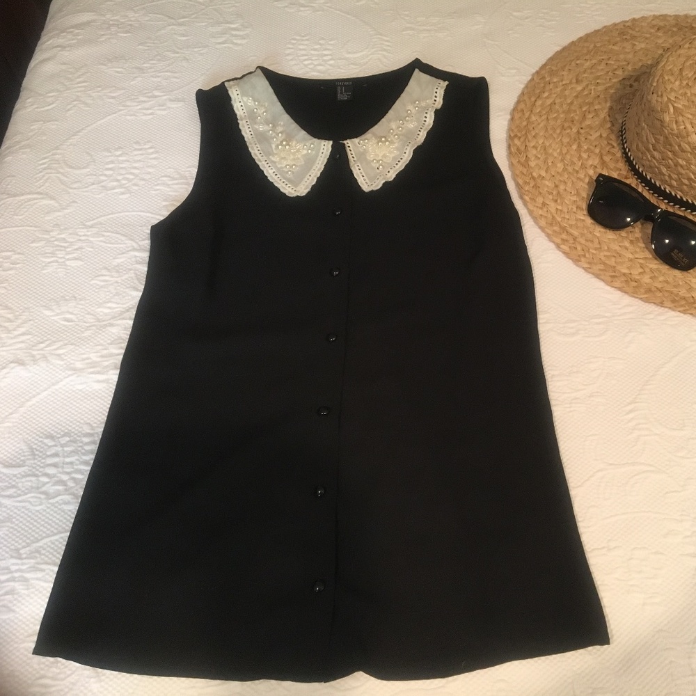 Black, Collared Button Up Blouse- Forever 21
